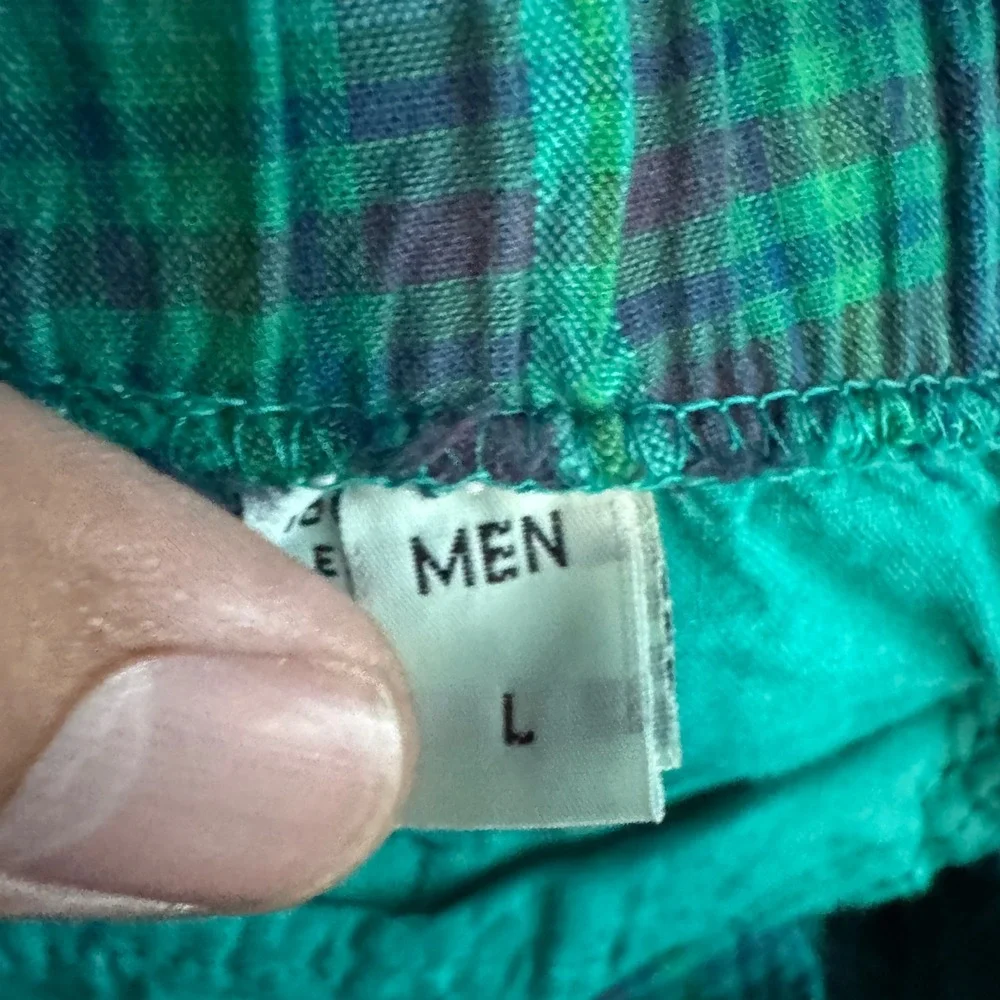 Vintage Gramicci Plaid Shorts Mens Large Green Blue Belted Gorpcore Made in USA